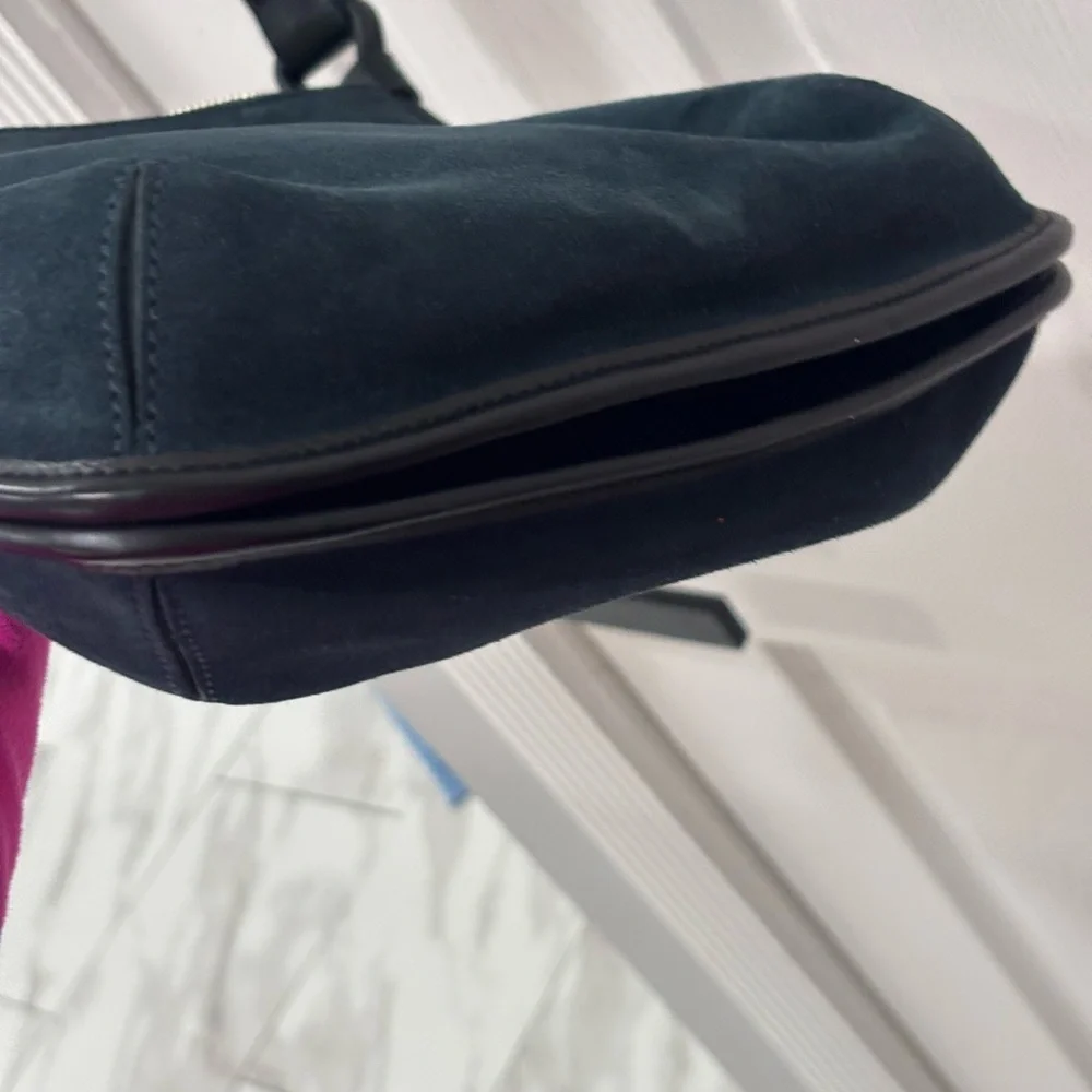 M. Gemi Teal and Black Leather Messenger Bag - Picture 8 of 13